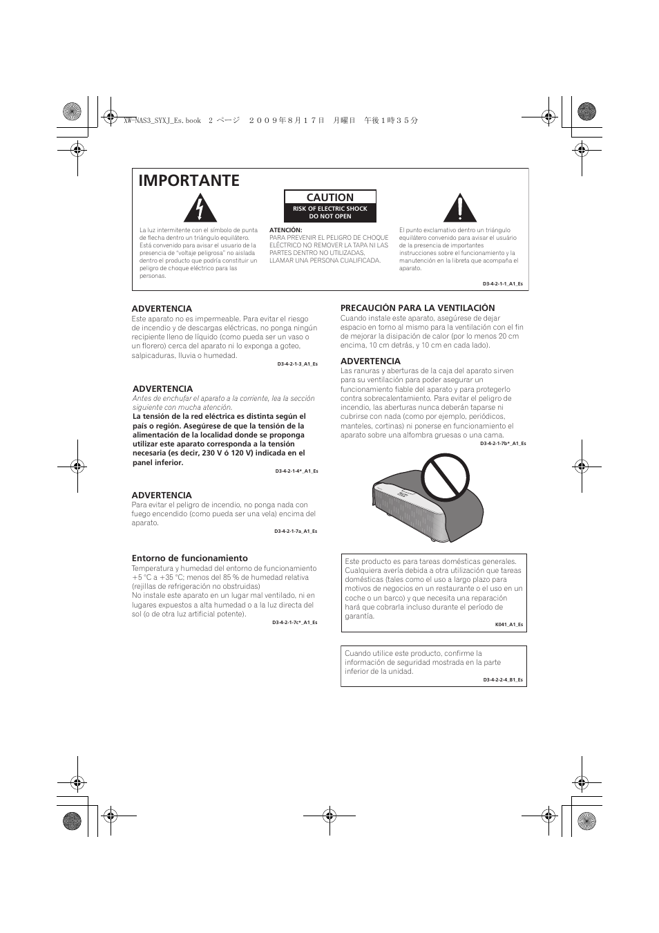 Importante, Caution | Pioneer XW-NAS3 User Manual | Page 38 / 56