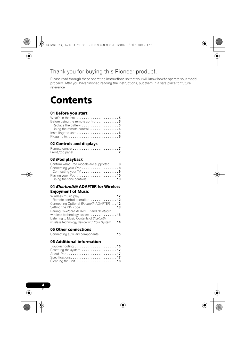 Pioneer XW-NAS3 User Manual | Page 4 / 56