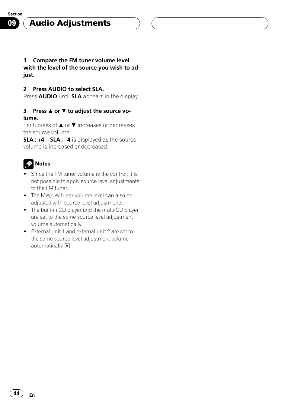 Audio adjustments | Pioneer DEH-P5630MP User Manual | Page 44 / 115