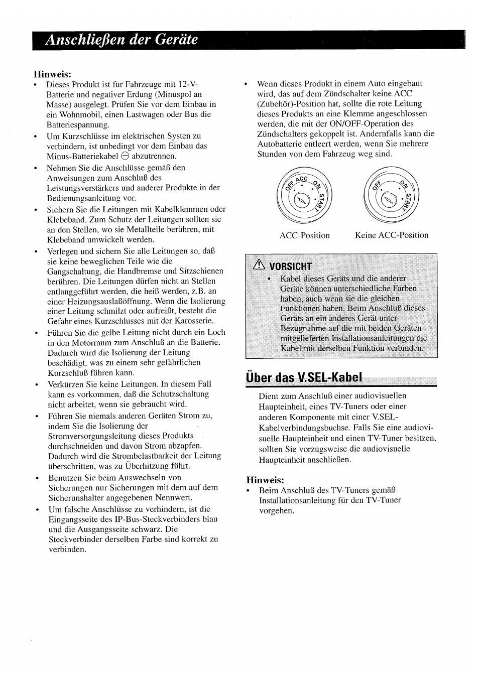 Hinweis, Uber das v.sel-kabel, Anschließen der geräte | Pioneer AVX-P7000CD User Manual | Page 17 / 24