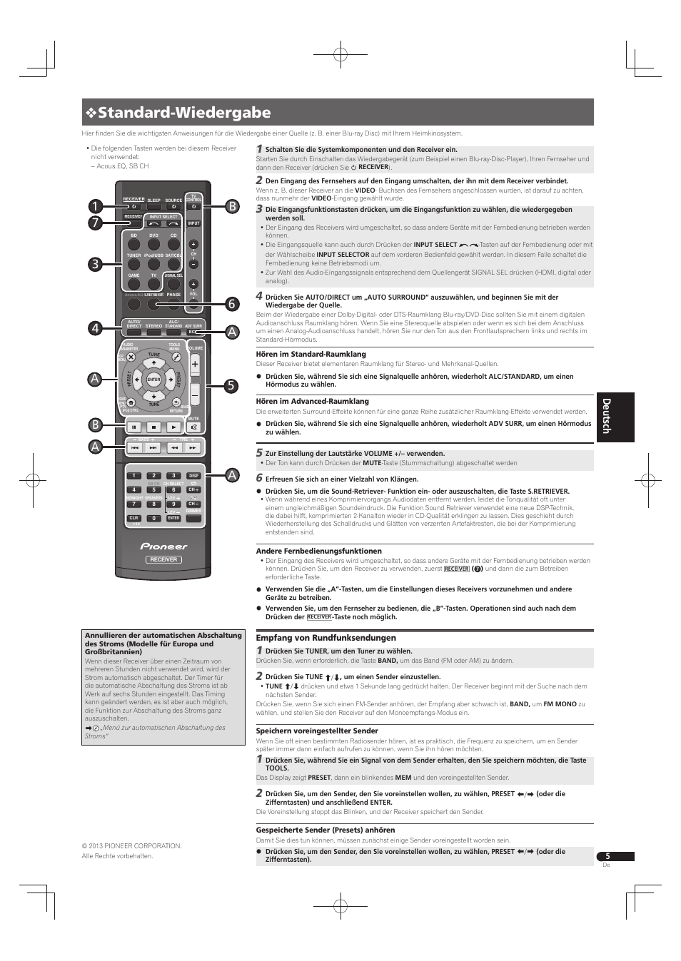 Standard-wiedergabe | Pioneer HTP-072 User Manual | Page 25 / 28