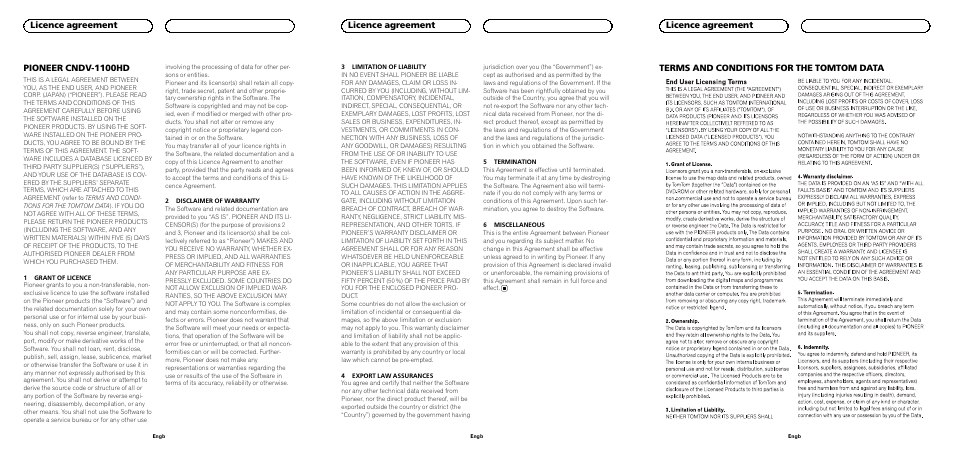Pioneer cndv-1100hd, Licence agreement | Pioneer CNDV-1100HD User Manual | Page 2 / 6