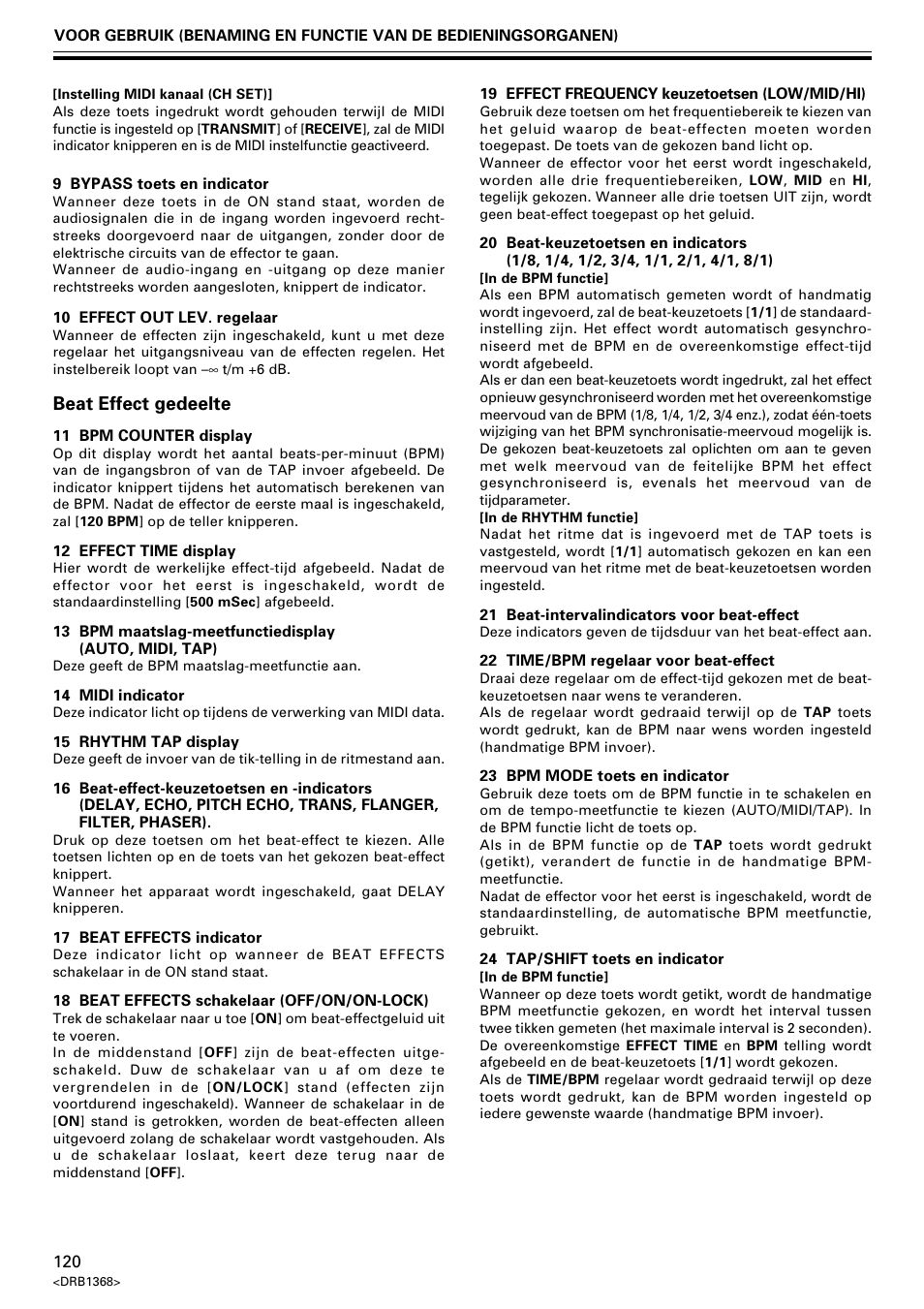 Beat effect gedeelte | Pioneer EFX-1000 User Manual | Page 120 / 159