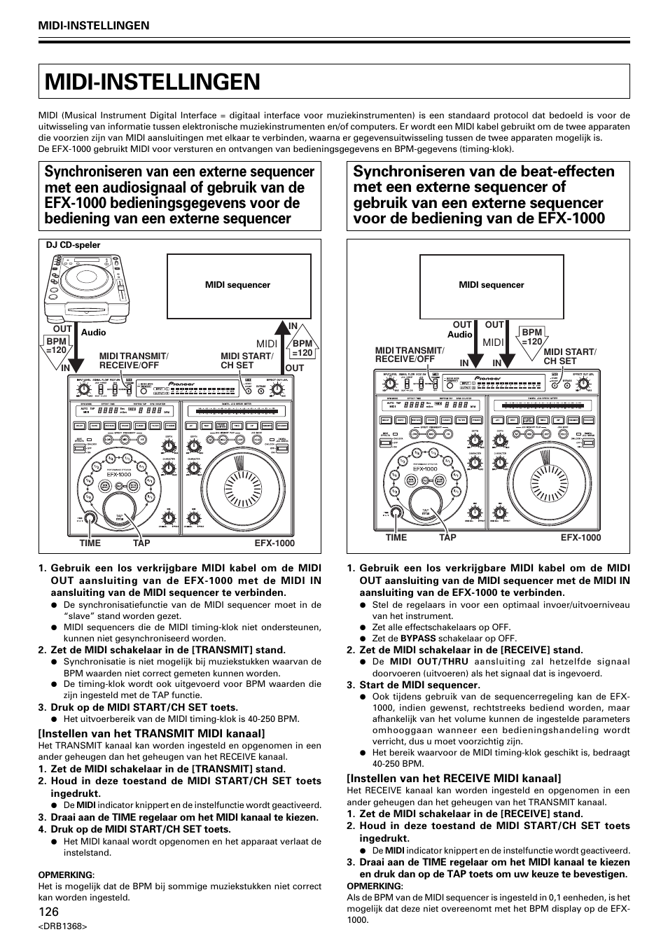 Midi-instellingen | Pioneer EFX-1000 User Manual | Page 126 / 159