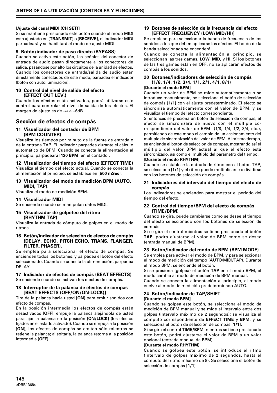Sección de efectos de compás | Pioneer EFX-1000 User Manual | Page 146 / 159