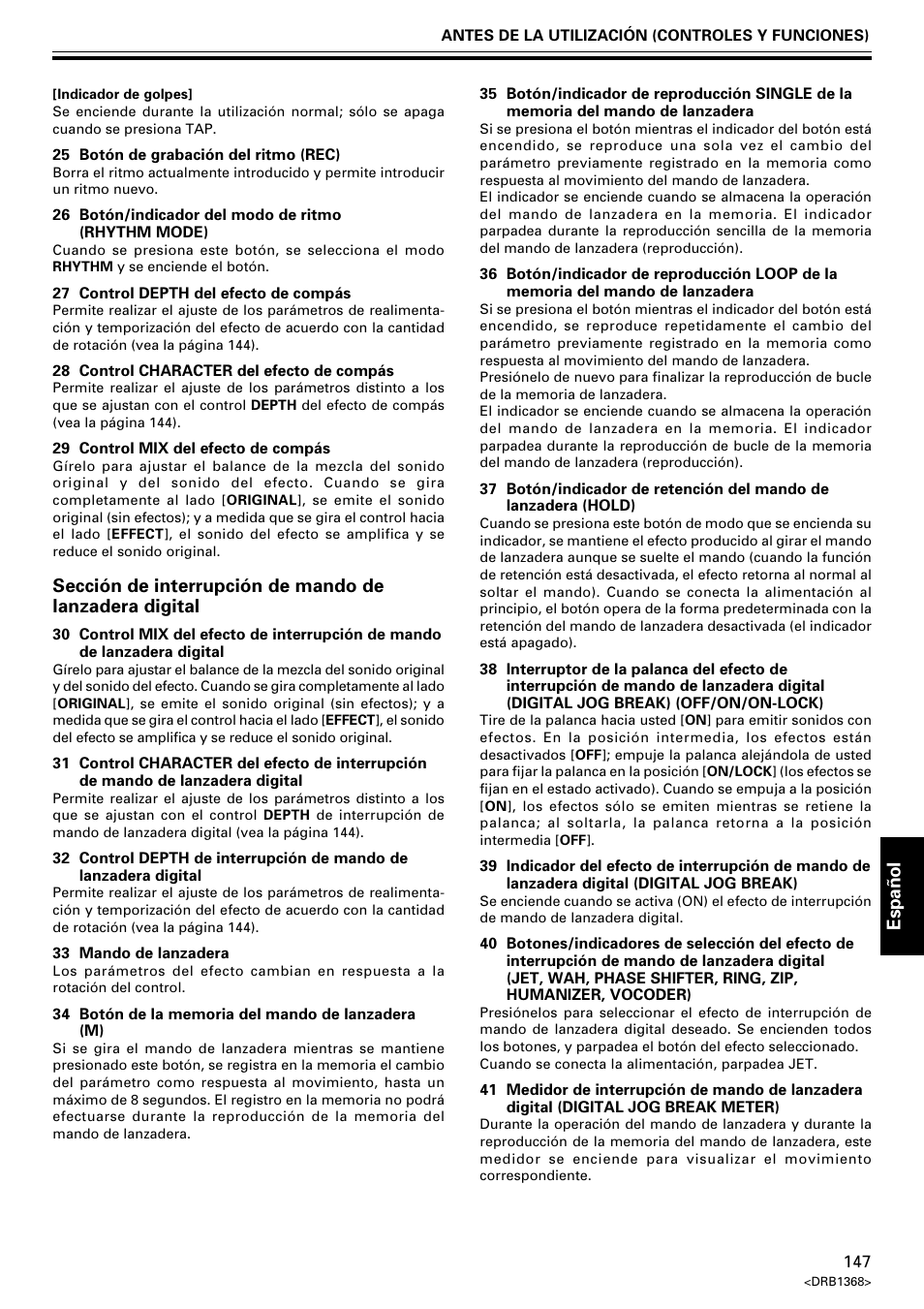 Espa ñ ol | Pioneer EFX-1000 User Manual | Page 147 / 159