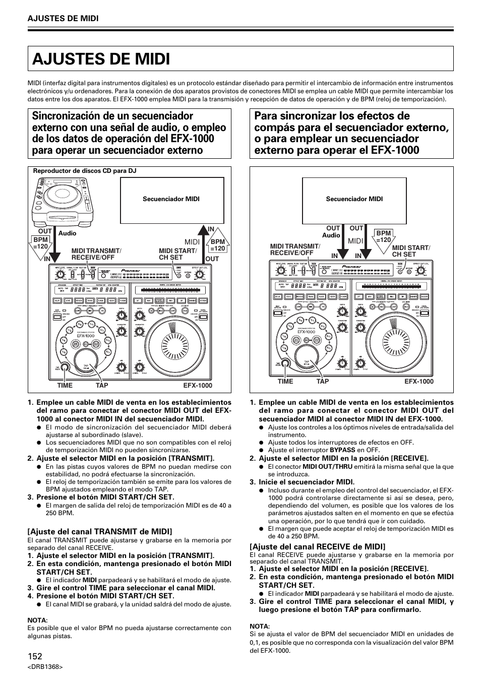 Ajustes de midi | Pioneer EFX-1000 User Manual | Page 152 / 159