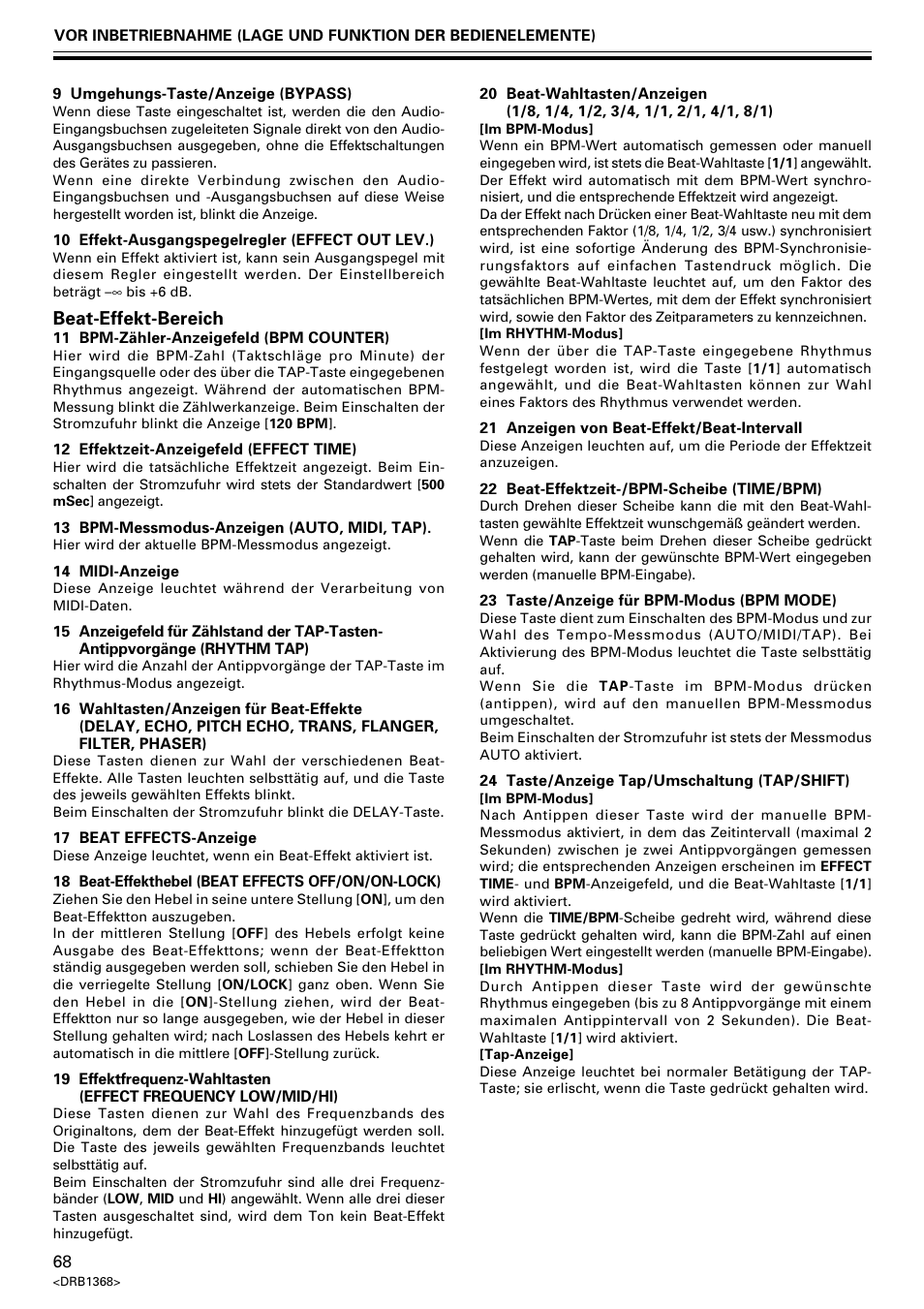 Beat-effekt-bereich | Pioneer EFX-1000 User Manual | Page 68 / 159