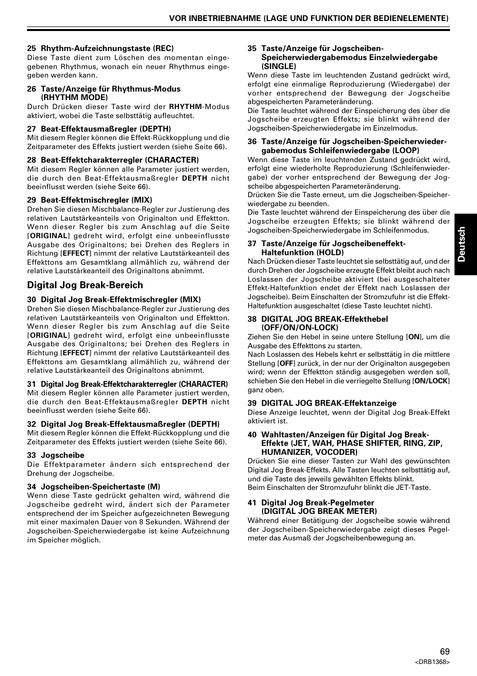 Deutsch, Digital jog break-bereich | Pioneer EFX-1000 User Manual | Page 69 / 159
