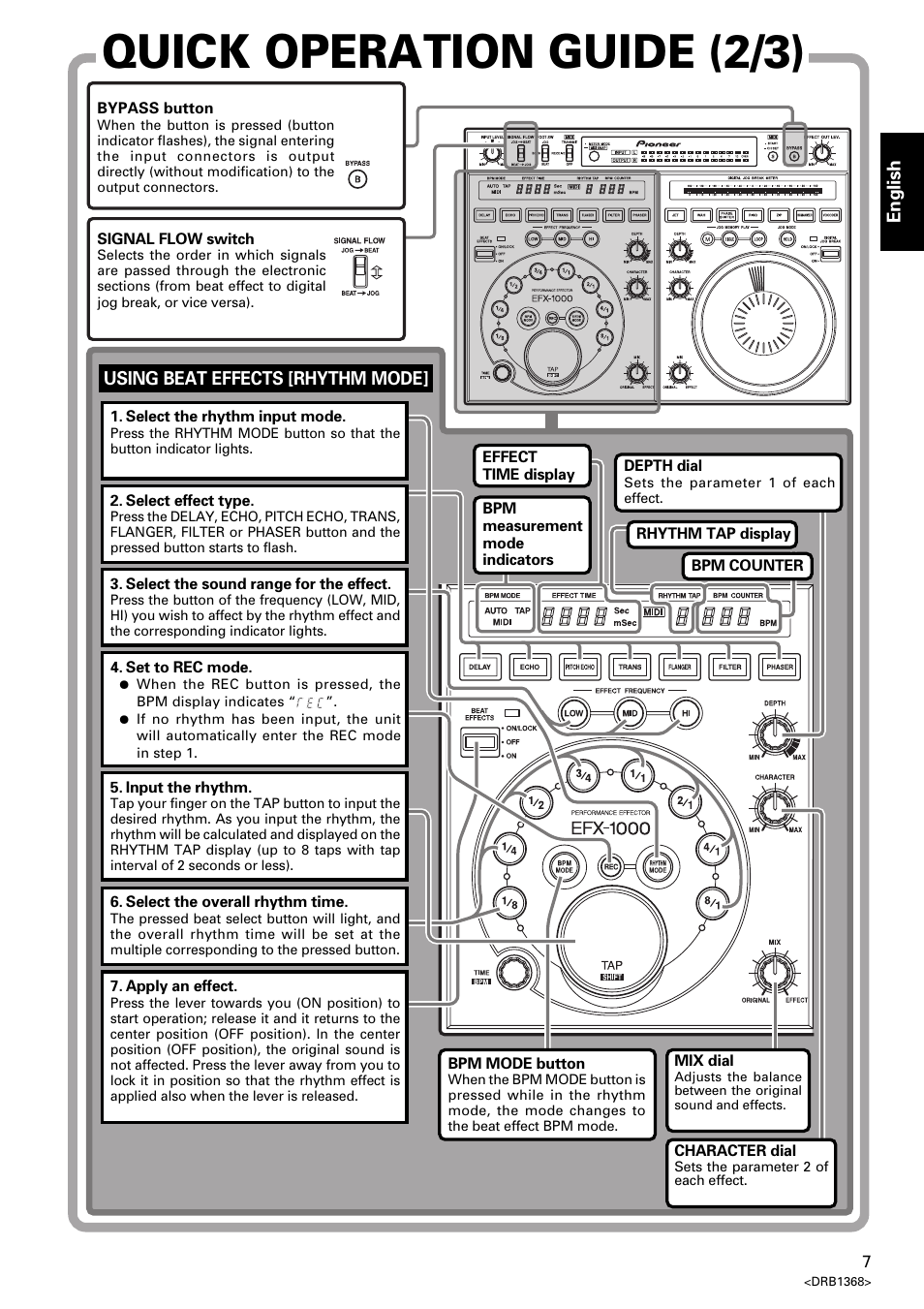 Using beat effects [rhythm mode, Quick operation guide (2/3) | Pioneer EFX-1000 User Manual | Page 7 / 159