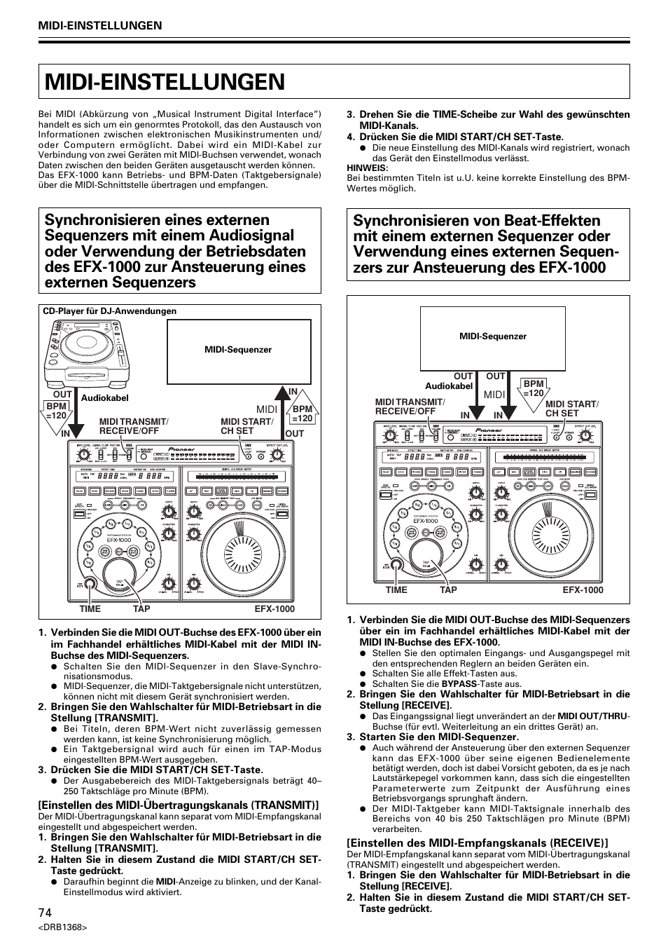 Midi-einstellungen | Pioneer EFX-1000 User Manual | Page 74 / 159