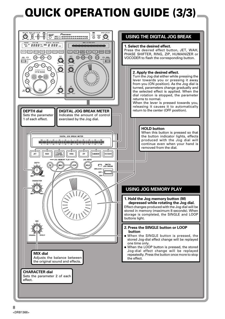 Using the digital jog break using jog memory play, Quick operation guide (3/3) | Pioneer EFX-1000 User Manual | Page 8 / 159