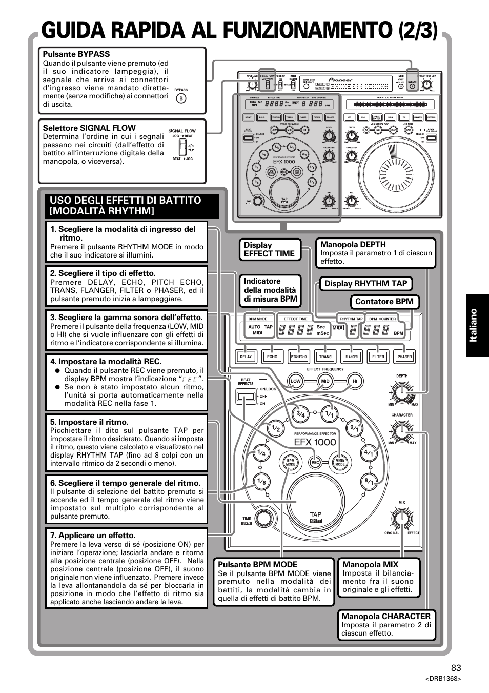 Uso degli effetti di battito [modalità rhythm, Guida rapida al funzionamento (2/3) | Pioneer EFX-1000 User Manual | Page 83 / 159