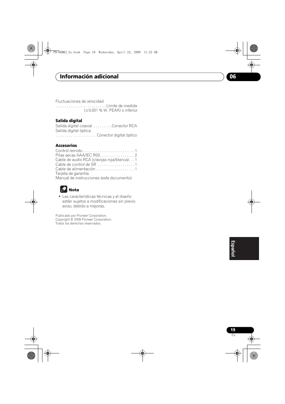 Información adicional 06 | Pioneer PD-D6MK2-K User Manual | Page 109 / 128