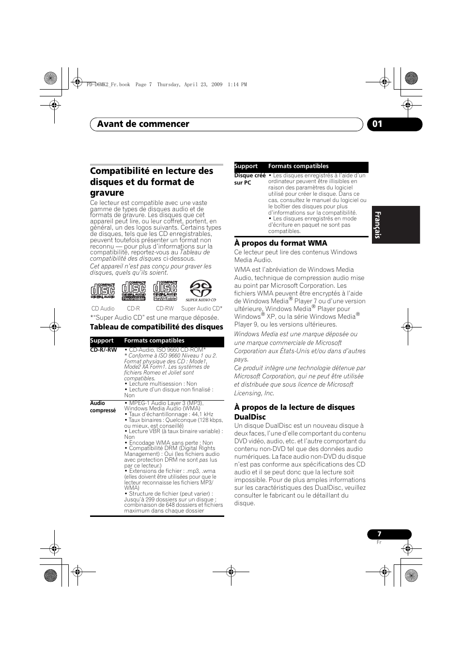 Avant de commencer 01 | Pioneer PD-D6MK2-K User Manual | Page 25 / 128