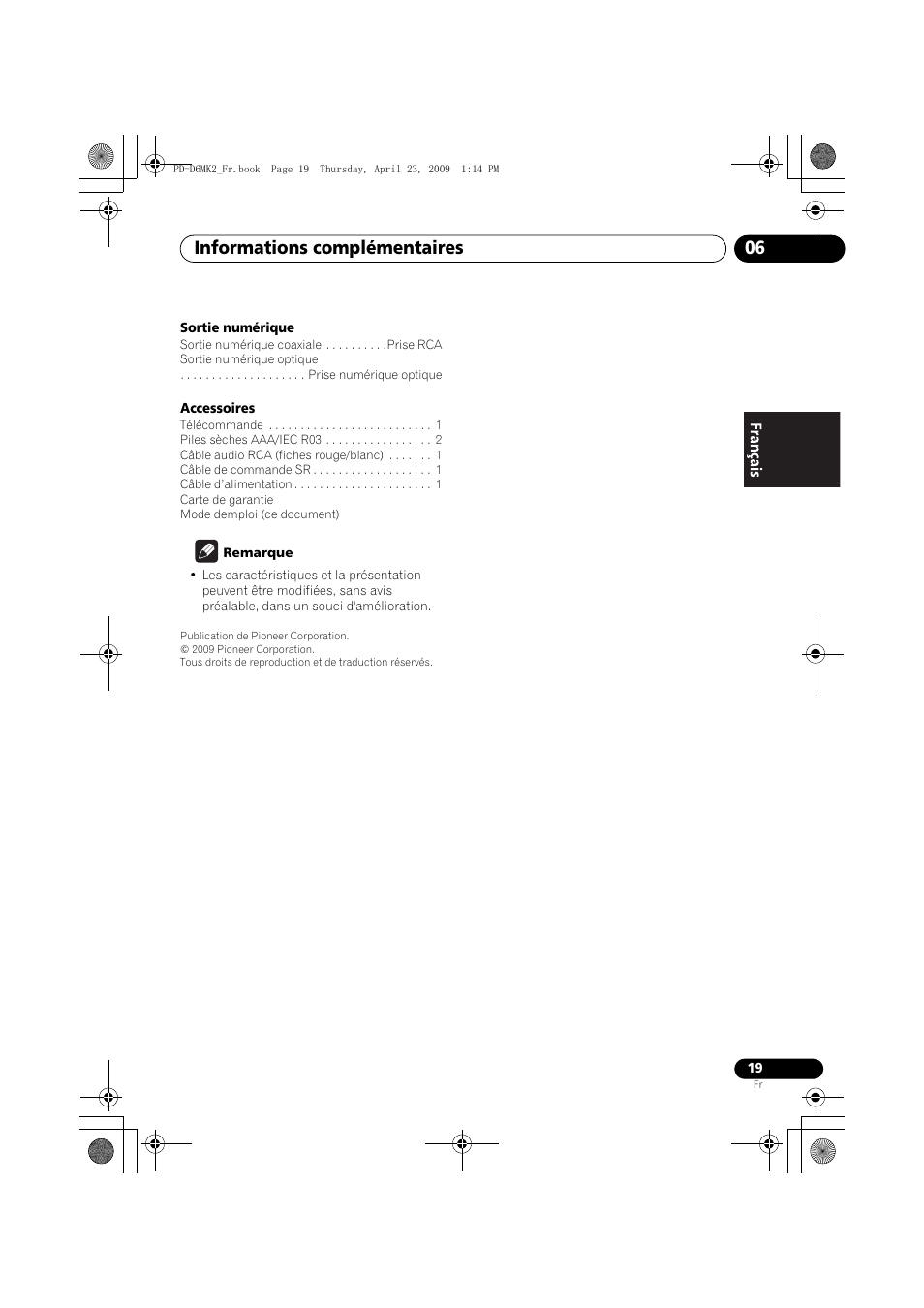Informations complémentaires 06 | Pioneer PD-D6MK2-K User Manual | Page 37 / 128