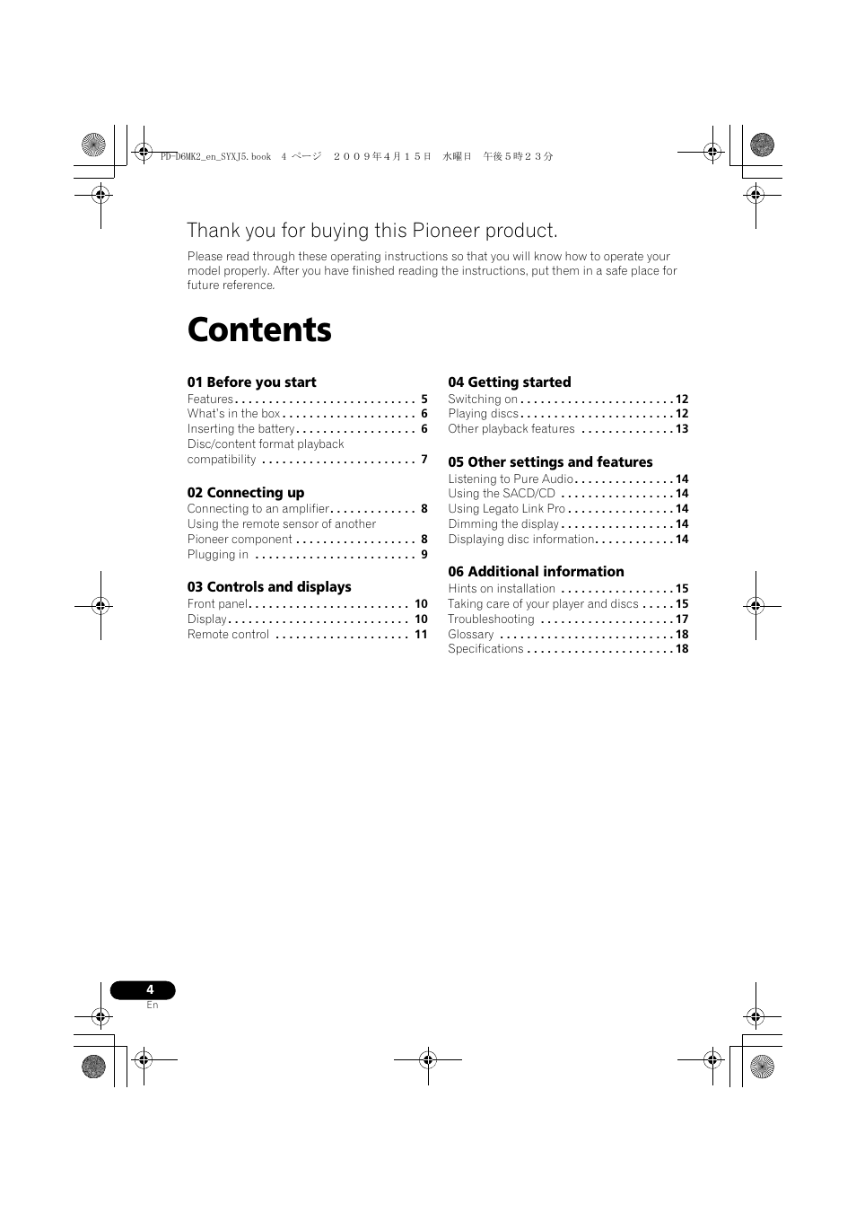 Pioneer PD-D6MK2-K User Manual | Page 4 / 128