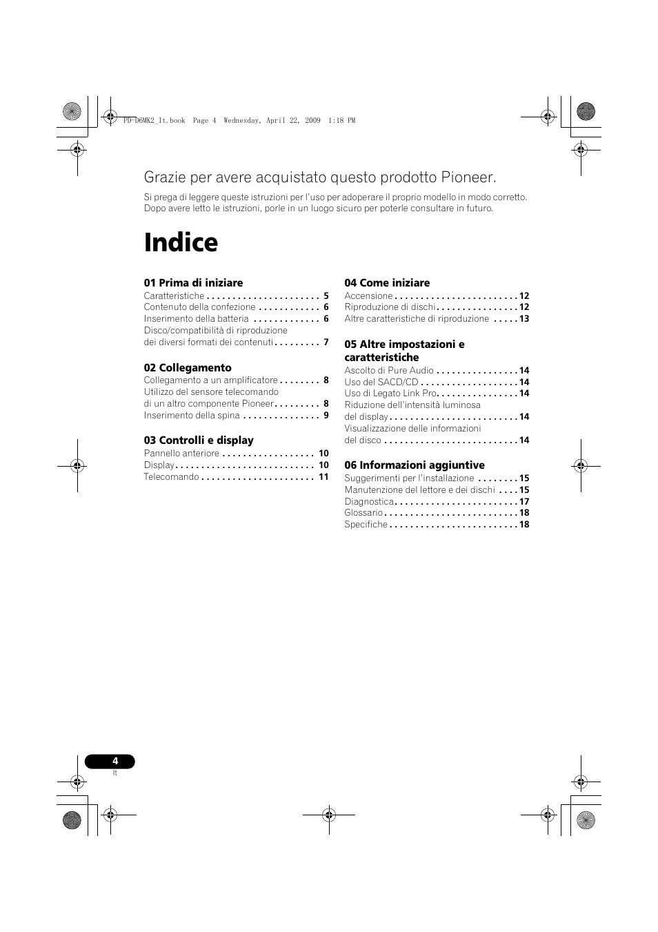 Lettore cd super audio, Handleiding | istr, Indice | Pioneer PD-D6MK2-K User Manual | Page 76 / 128