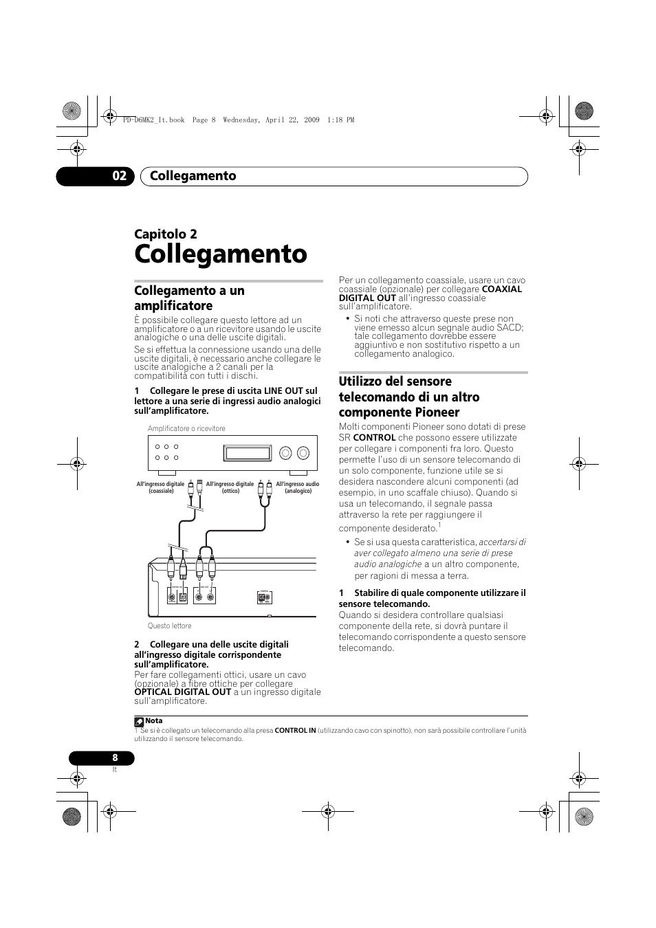 Collegamento a un amplificatore, Collegamento, Collegamento 02 | Capitolo 2 | Pioneer PD-D6MK2-K User Manual | Page 80 / 128