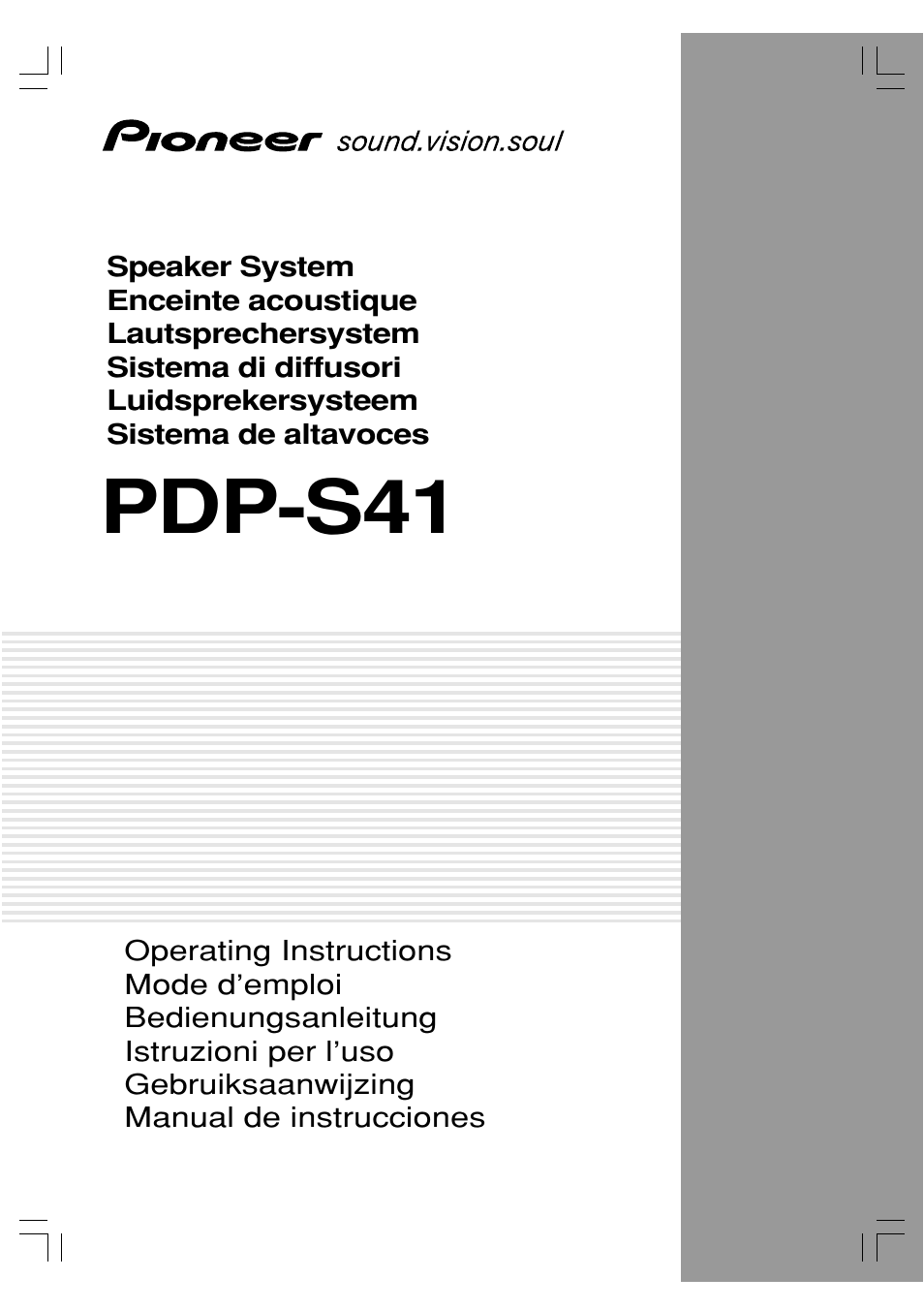 Pioneer PDP-S41 User Manual | 39 pages