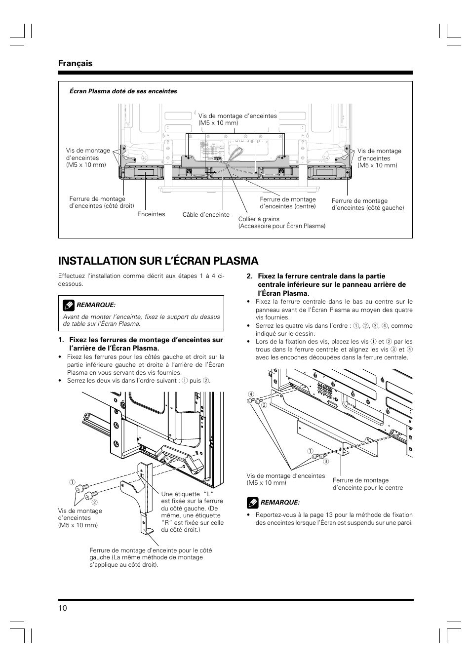 Installation sur l’écran plasma, Français | Pioneer PDP-S41 User Manual | Page 10 / 39