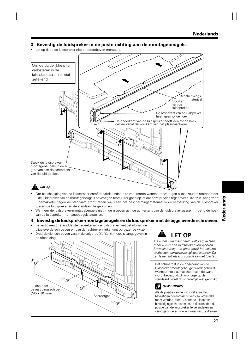 Let op, Nederlands | Pioneer PDP-S41 User Manual | Page 29 / 39