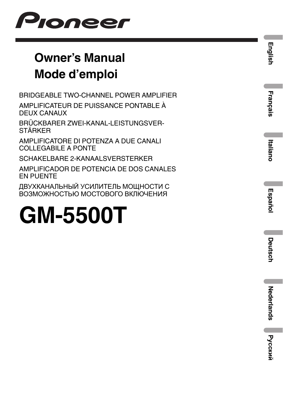 Pioneer GM-5500T User Manual | 84 pages