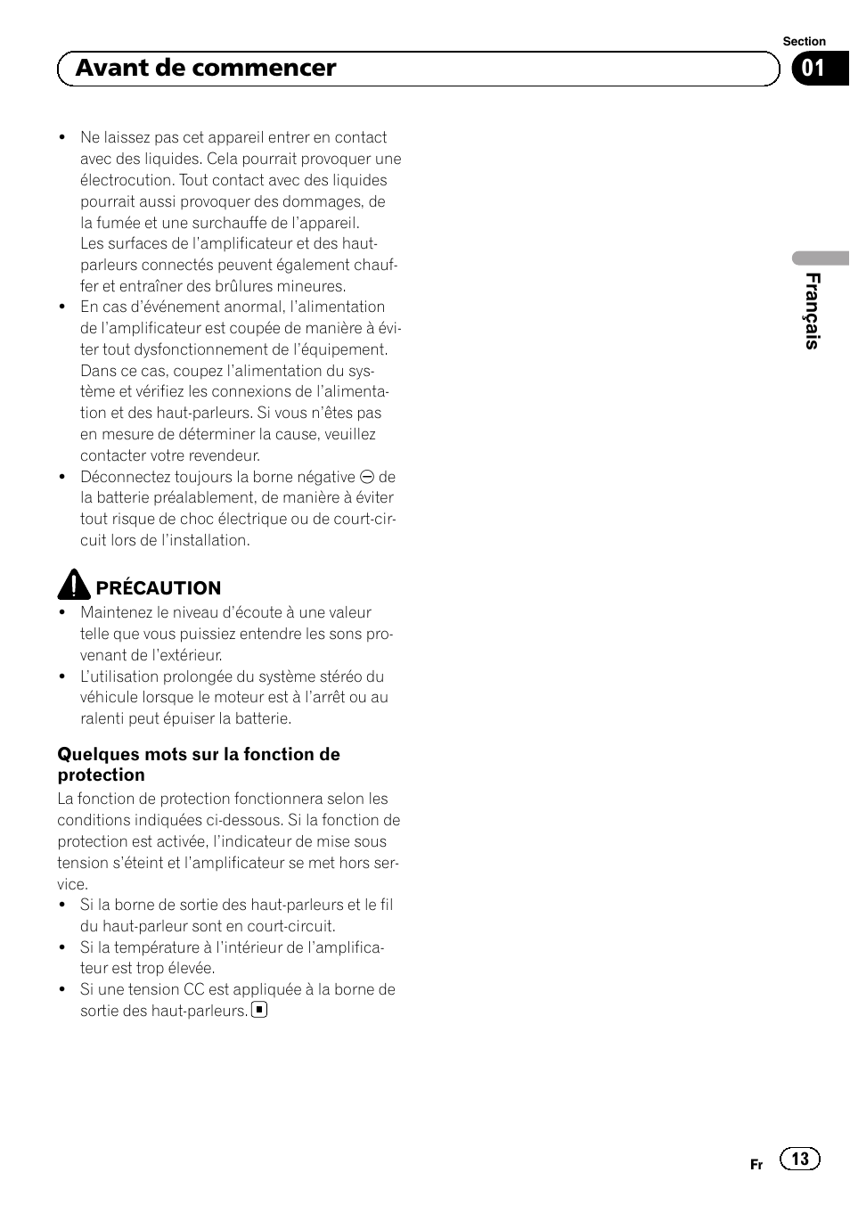 01 avant de commencer | Pioneer GM-5500T User Manual | Page 13 / 84