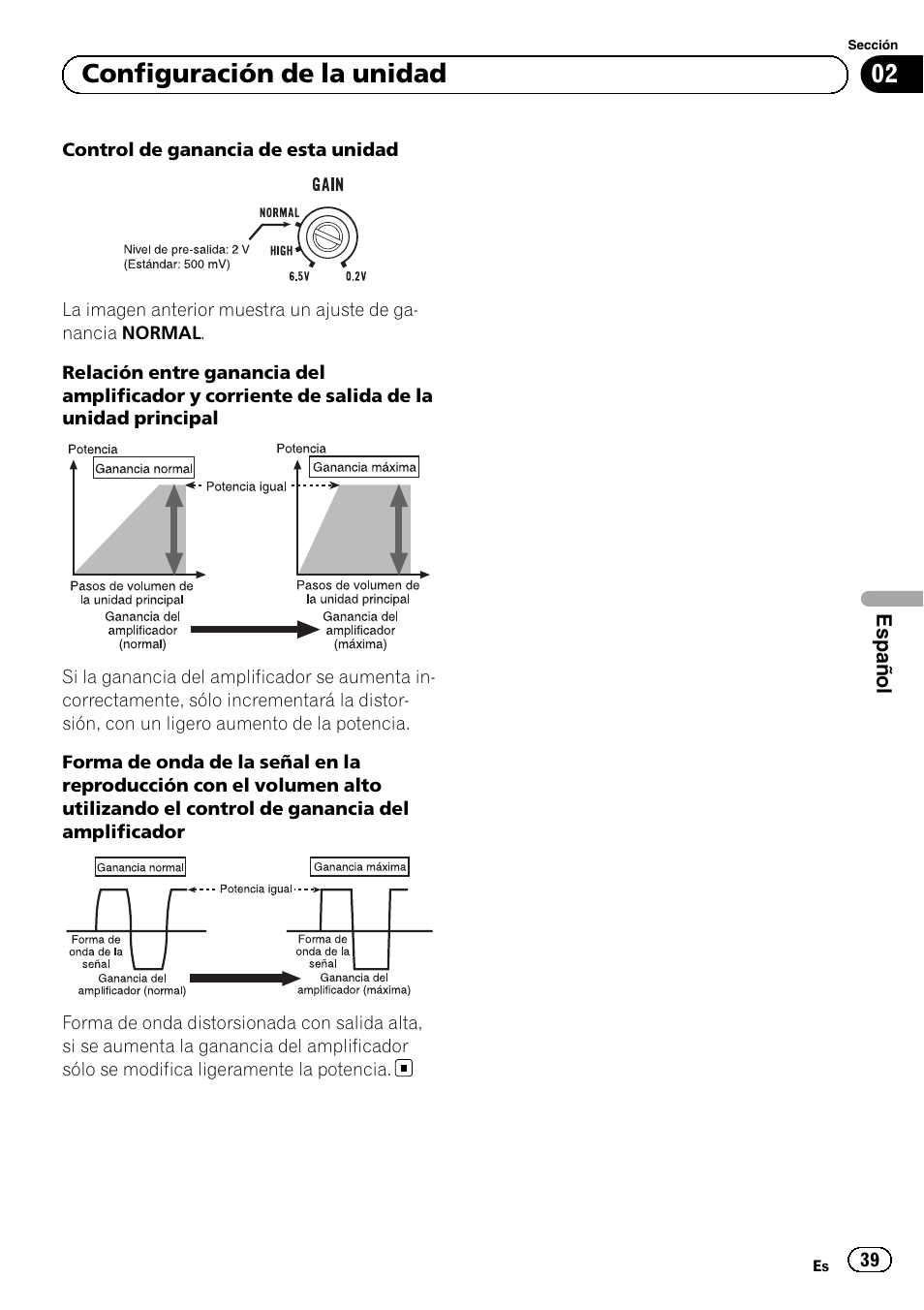 02 configuración de la unidad | Pioneer GM-5500T User Manual | Page 39 / 84