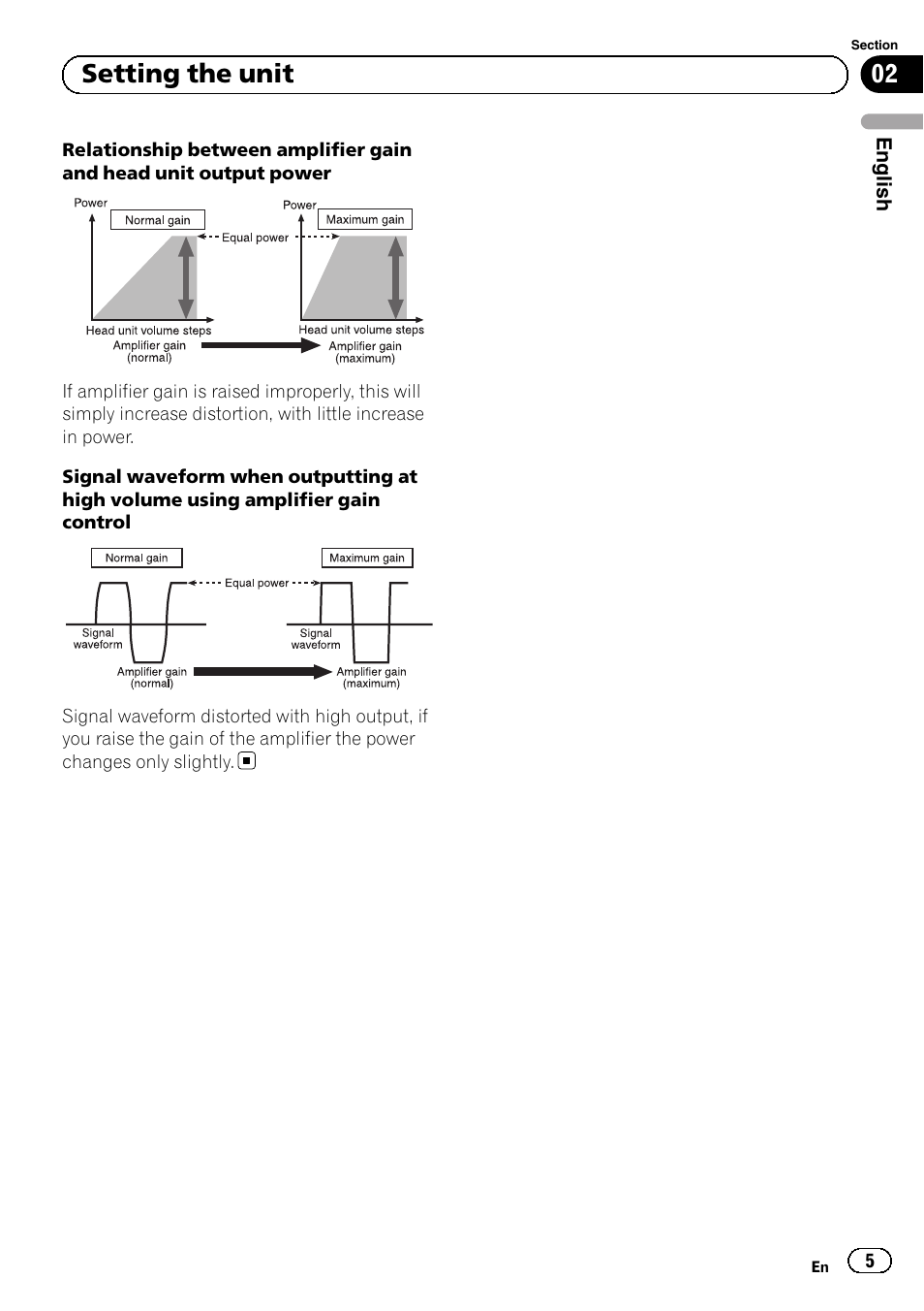 02 setting the unit | Pioneer GM-5500T User Manual | Page 5 / 84