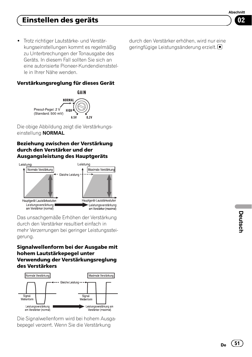 02 einstellen des geräts | Pioneer GM-5500T User Manual | Page 51 / 84