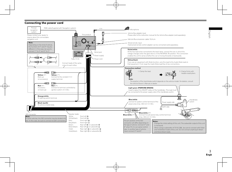 Connecting the power cord | Pioneer AVH-X8600BT User Manual | Page 3 / 64