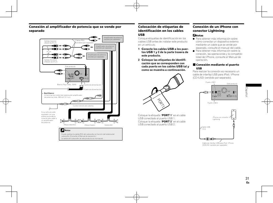 Conexión de un iphone con conector lightning | Pioneer AVH-X8600BT User Manual | Page 31 / 64