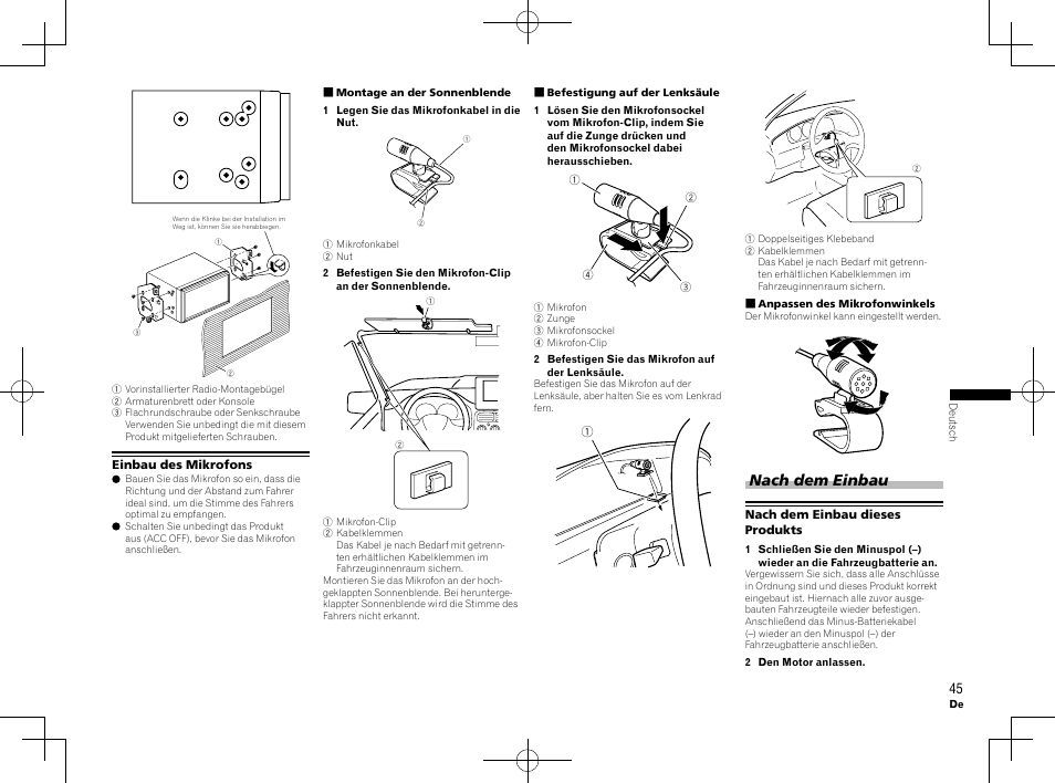 Nach dem einbau | Pioneer AVH-X8600BT User Manual | Page 45 / 64