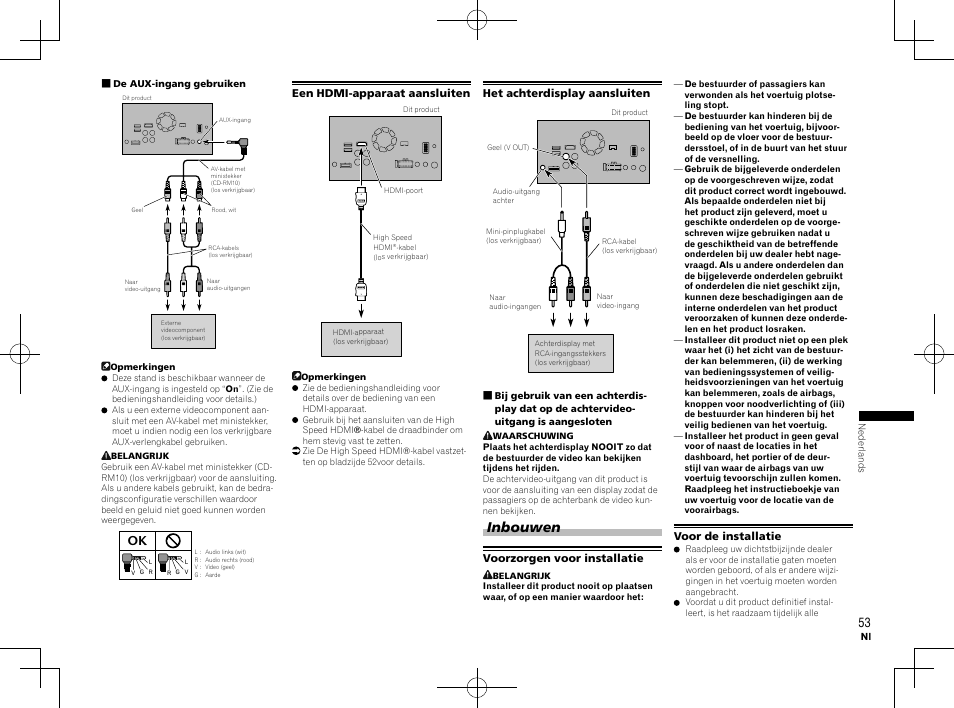 Inbouwen | Pioneer AVH-X8600BT User Manual | Page 53 / 64