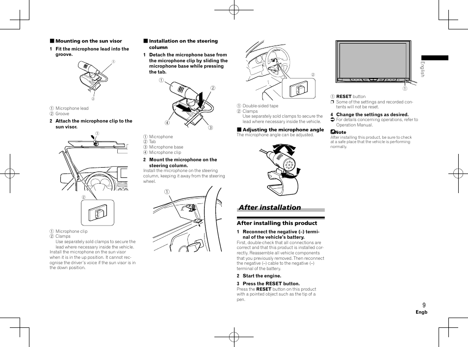 After installation | Pioneer AVH-X8600BT User Manual | Page 9 / 64