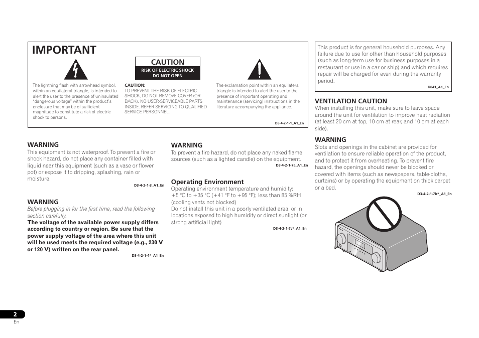 Important, Caution | Pioneer HTP-070 User Manual | Page 2 / 31