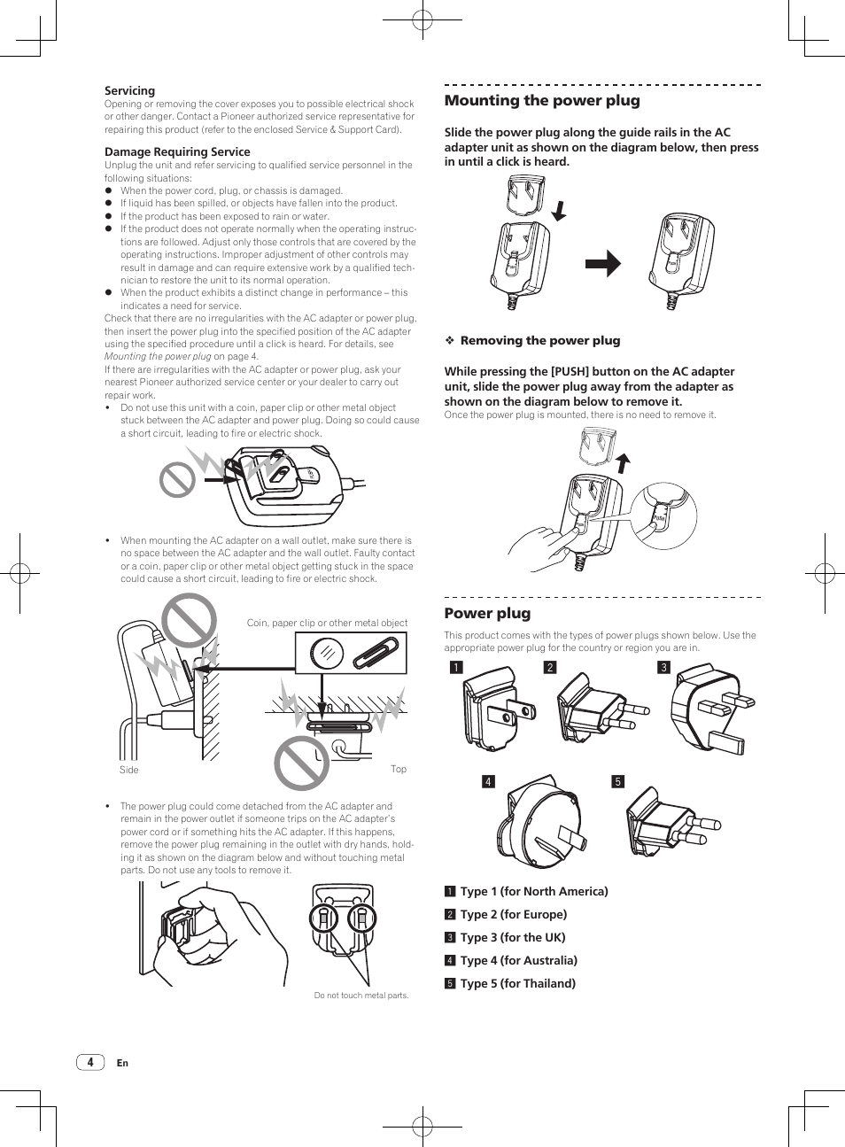 Mounting the power plug, Power plug | Pioneer DDJ-S1 User Manual | Page 4 / 26