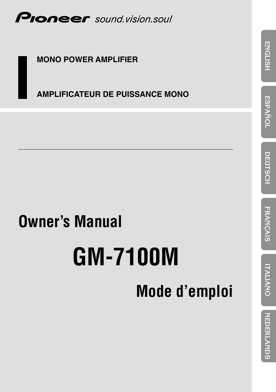 Pioneer GM-7100M User Manual | 73 pages