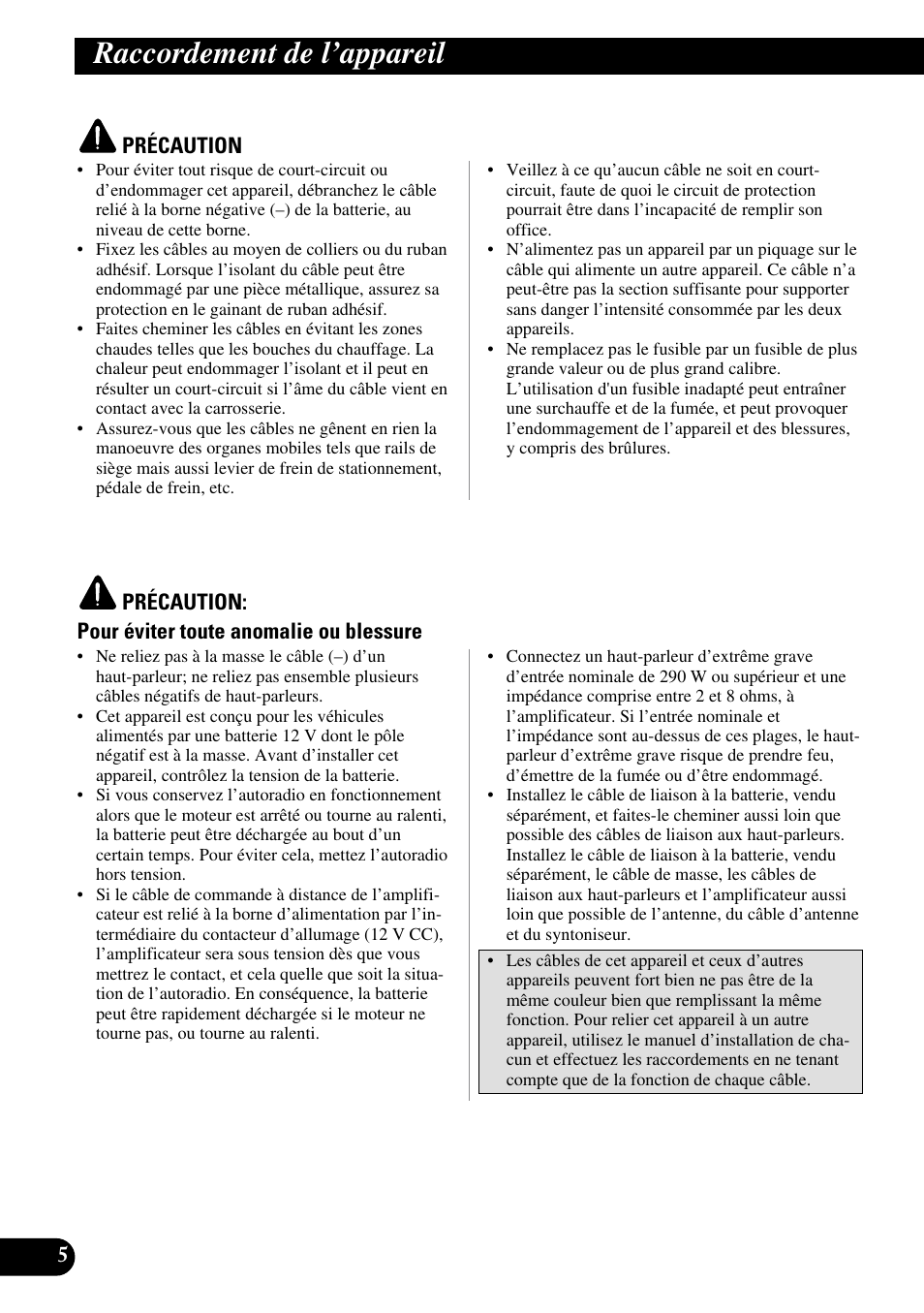 Raccordement de l’appareil | Pioneer GM-7100M User Manual | Page 42 / 73