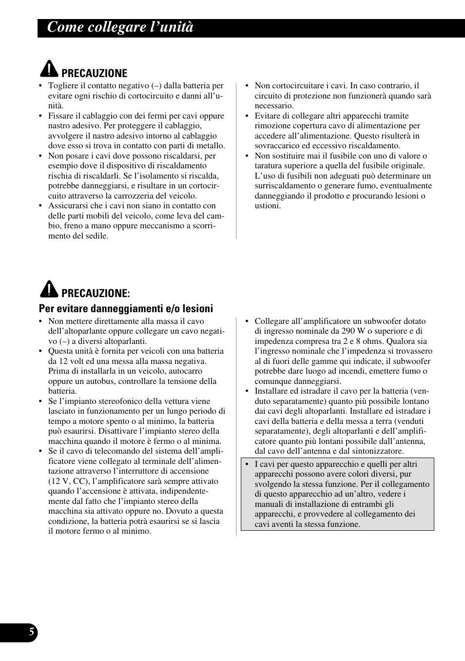 Come collegare i’unità, Come collegare l’unità | Pioneer GM-7100M User Manual | Page 54 / 73