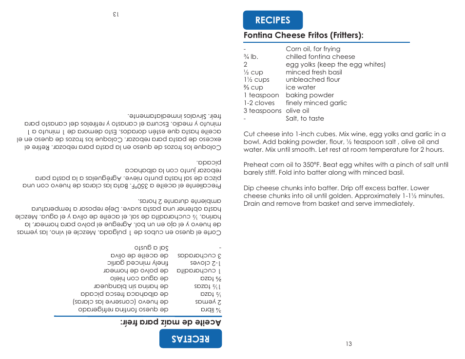 Recipes, Recetas | Aroma ADF-198 User Manual | Page 15 / 17