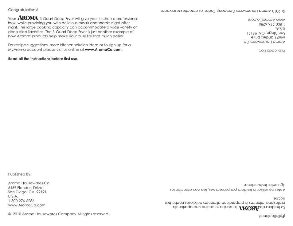 Aroma ADF-198 User Manual | Page 2 / 17