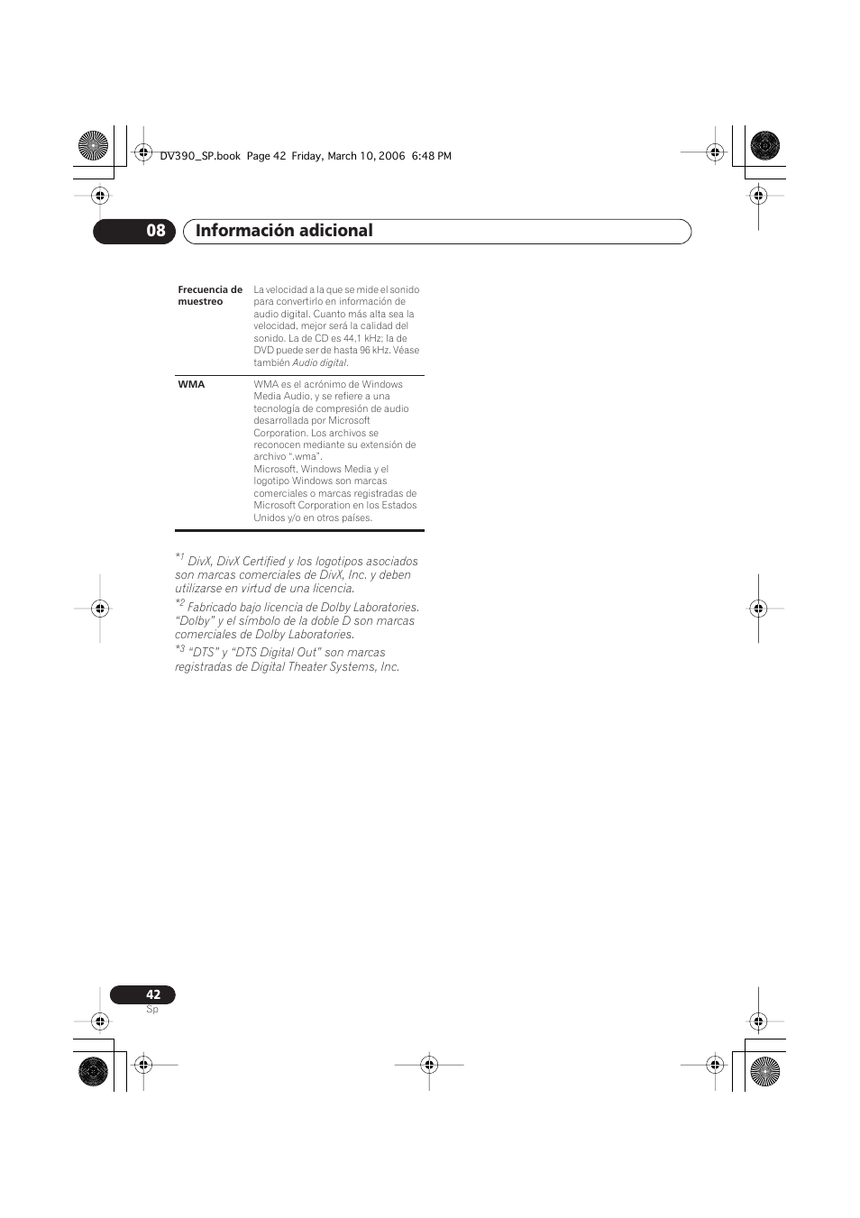 Información adicional 08 | Pioneer DV-393-S User Manual | Page 42 / 87