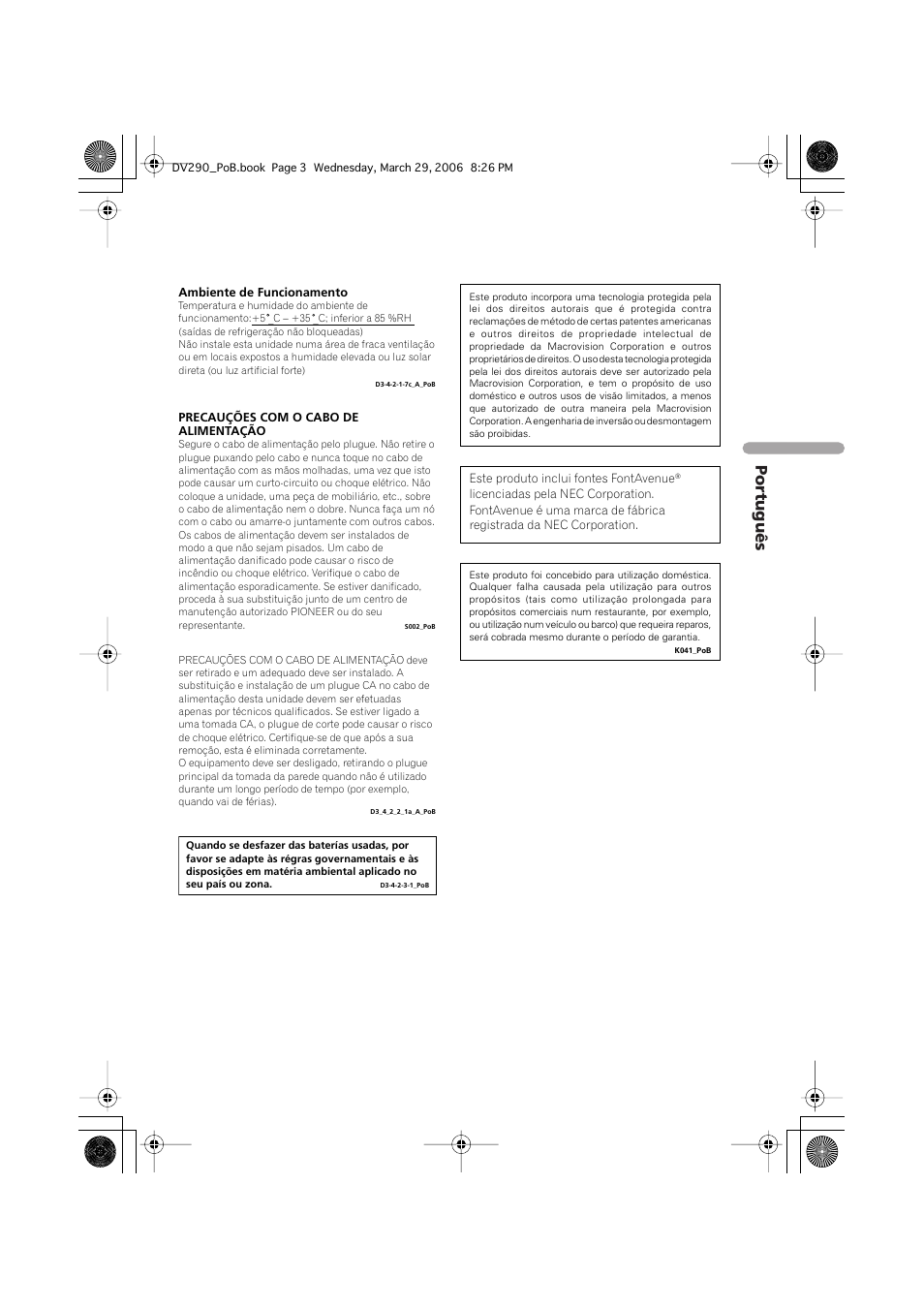 Português | Pioneer DV-393-S User Manual | Page 45 / 87