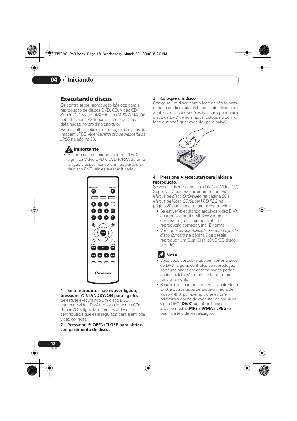 Executando discos, Iniciando 04 | Pioneer DV-393-S User Manual | Page 60 / 87