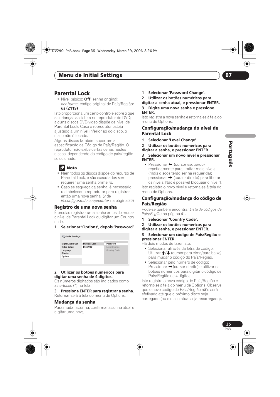 Parental lock, Menu de initial settings 07 | Pioneer DV-393-S User Manual | Page 77 / 87