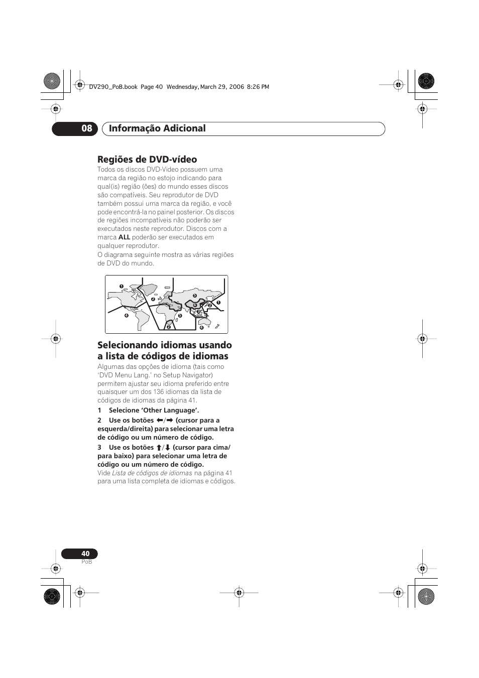 Regiões de dvd-vídeo, Informação adicional 08 | Pioneer DV-393-S User Manual | Page 82 / 87