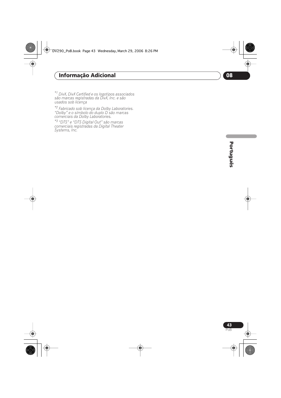 Informação adicional 08 | Pioneer DV-393-S User Manual | Page 85 / 87