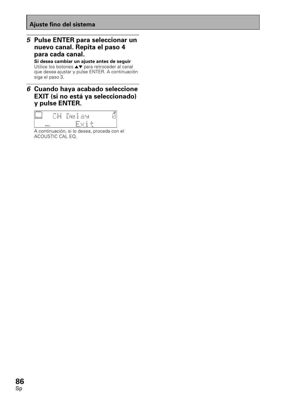 Ajuste fino del sistema | Pioneer VSX-D1011-S User Manual | Page 86 / 108